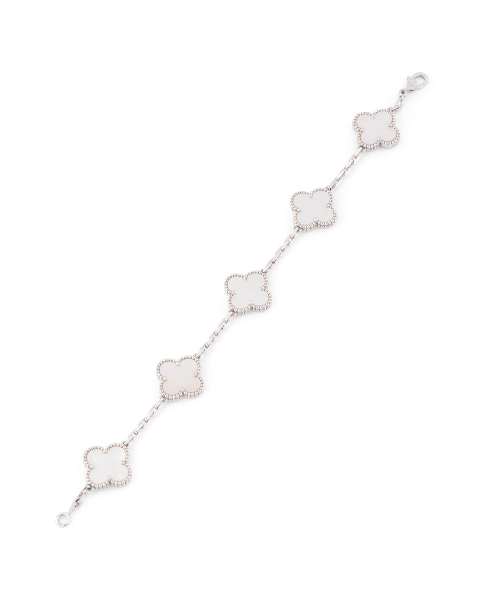 Van Cleef & Arpels Bracelet "Vintage Alhambra" 5 motifs nacre et or Blanc