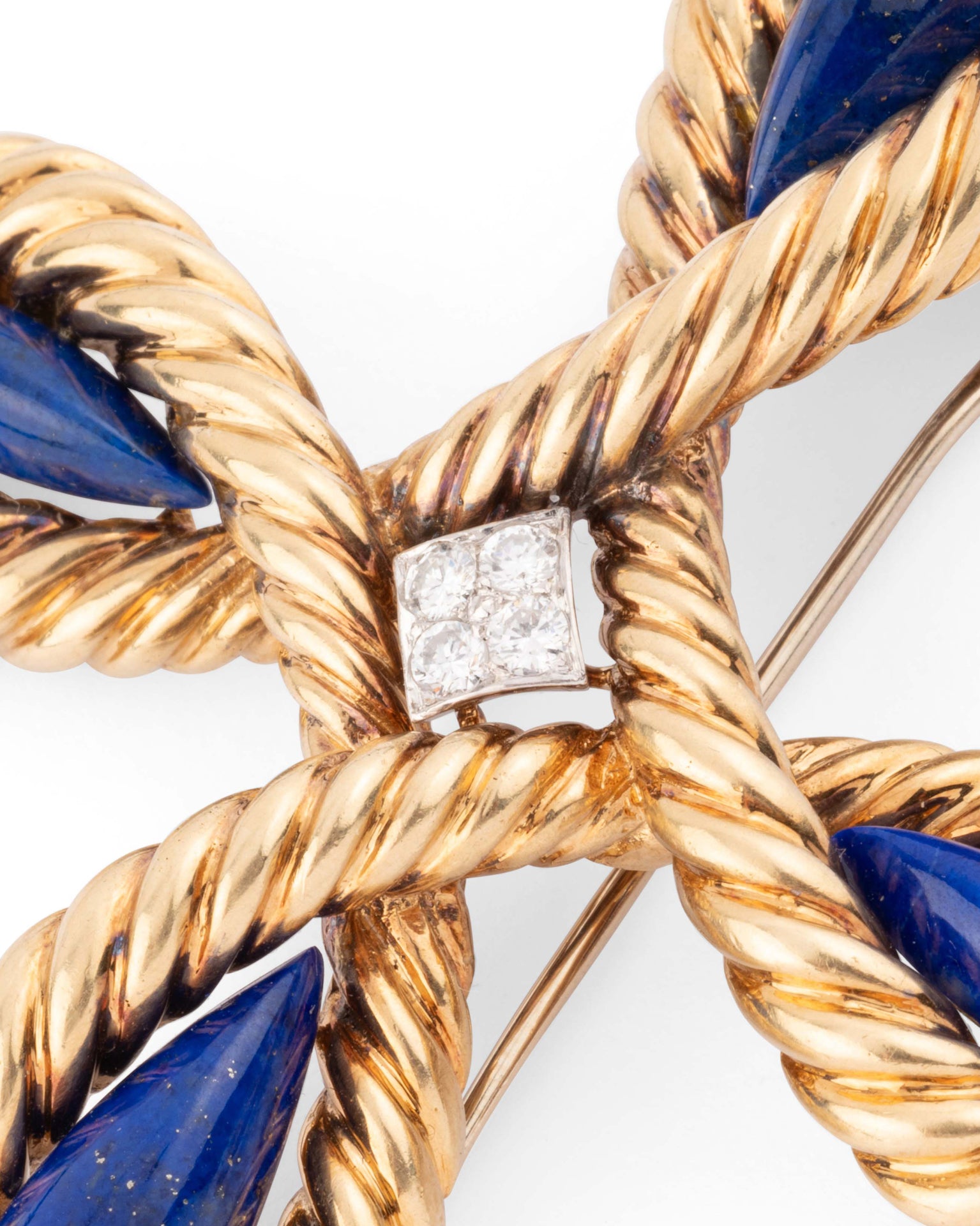 Van Cleef & Arpels, Vintage Two-Tone Gold Brooch, Diamonds, Lapis Lazuli