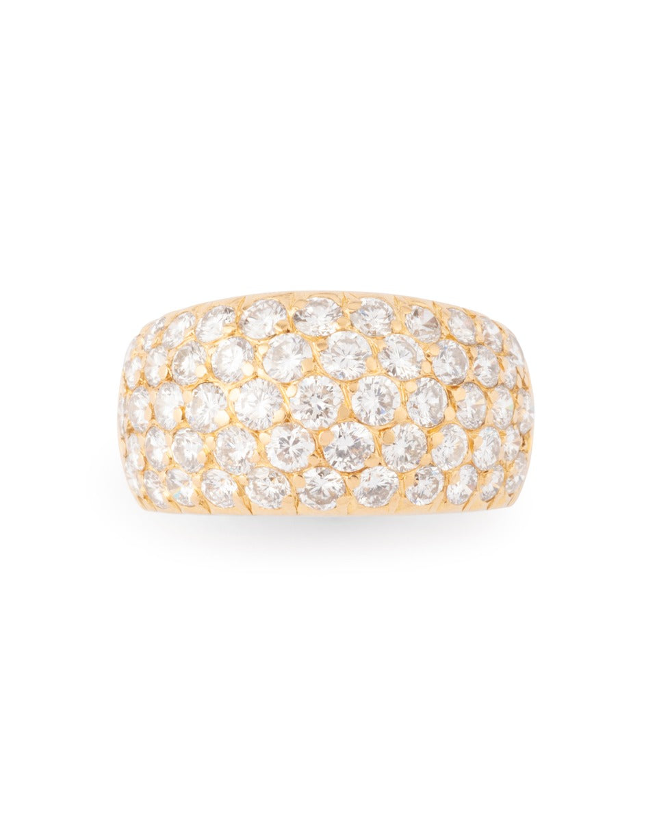 Van Cleef & Arpels, bague jonc vintage en or jaune pavé diamants
