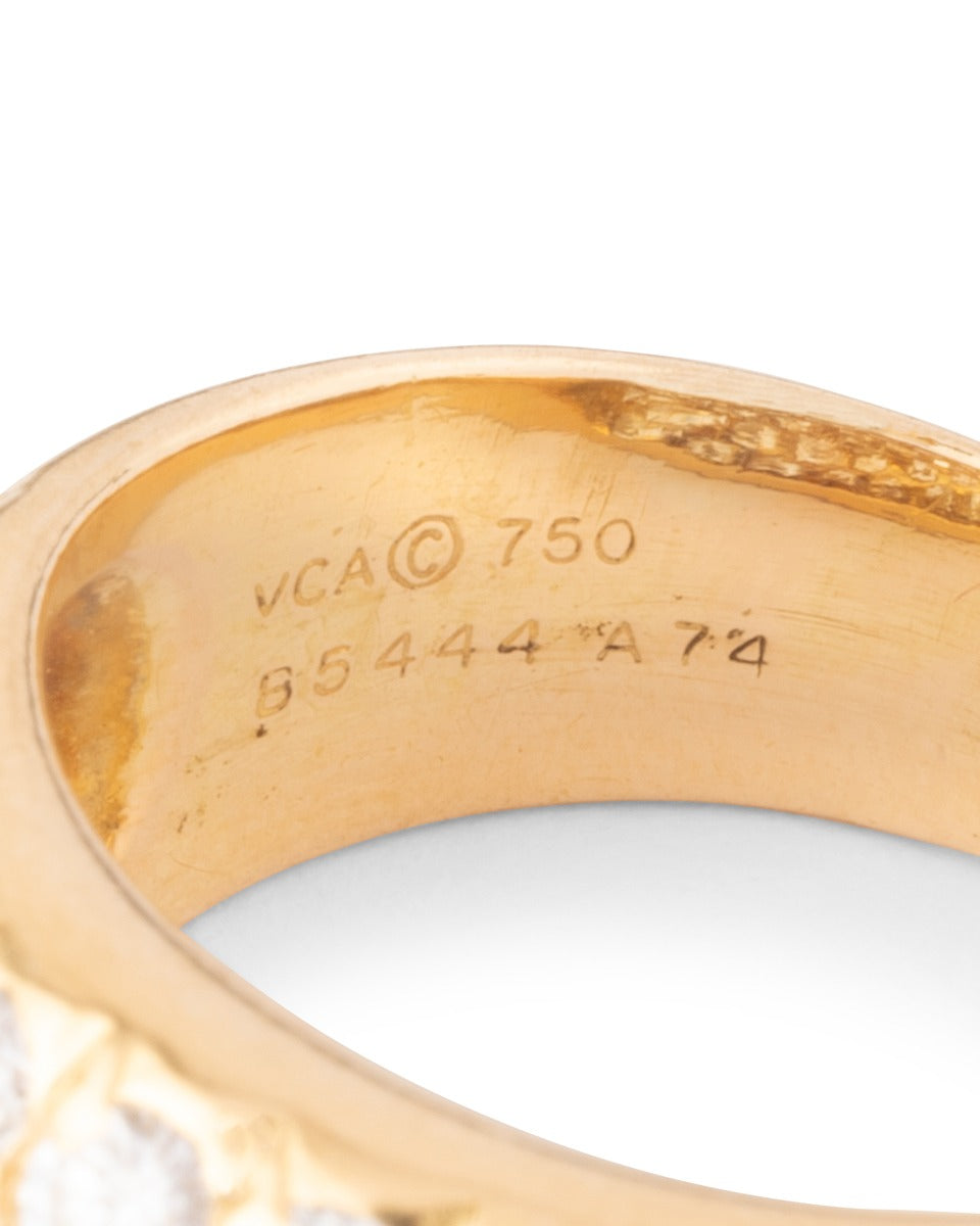 Van Cleef & Arpels, bague jonc vintage en or jaune pavé diamants