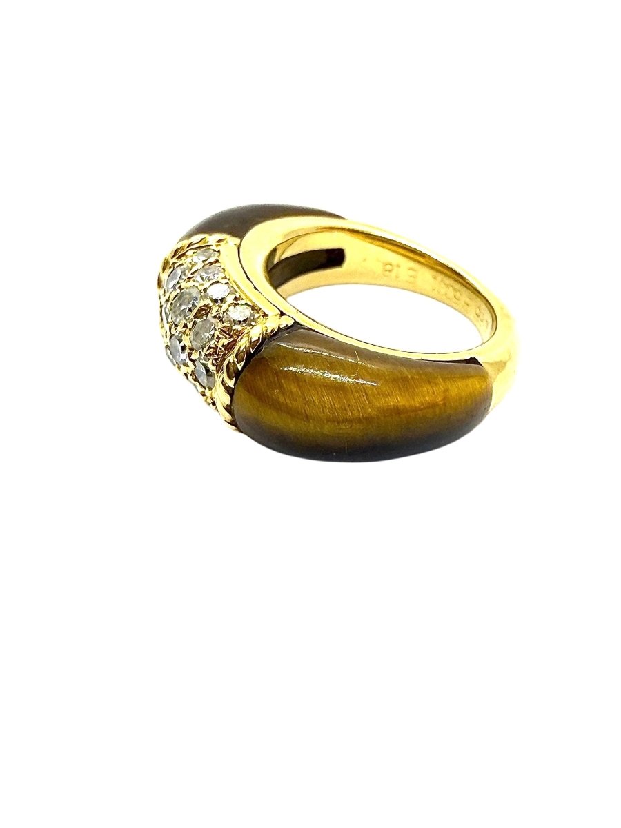 Van Cleef & Arpels bague "Philippine" en or jaune 18K diamants oeil de tigre - Maison Eloe