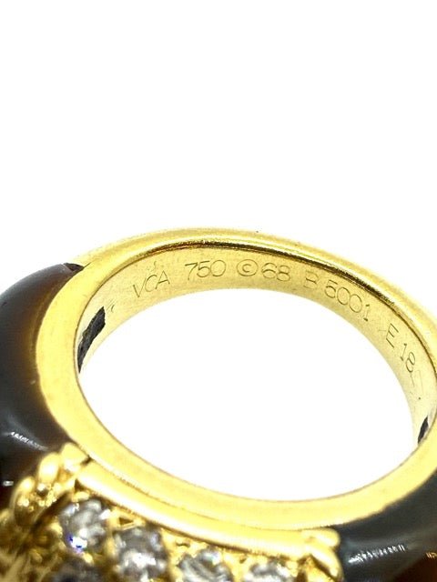 Van Cleef & Arpels bague "Philippine" en or jaune 18K diamants oeil de tigre - Maison Eloe