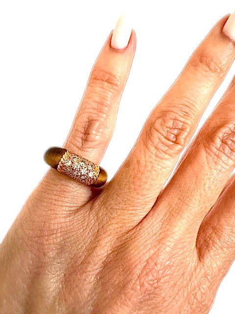 Van Cleef & Arpels bague "Philippine" en or jaune 18K diamants oeil de tigre - Maison Eloe