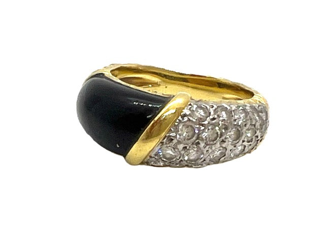 Van Cleef & Arpels Bague vintage Or jaune Onyx et Diamants