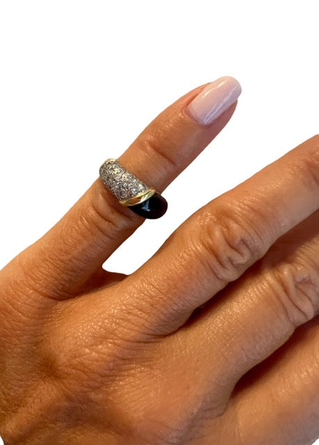 Van Cleef & Arpels Bague vintage Or jaune Onyx et Diamants