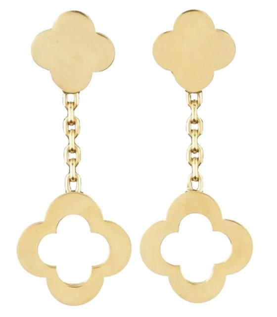 Van Cleef & Arpels, boucles d'oreilles pendantes Byzantine Alhambra or jaune 18K - Maison Eloe