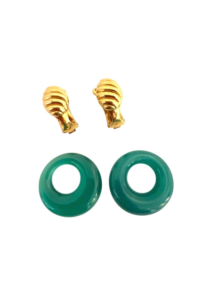Van Cleef & Arpels boucles d'oreilles en or jaune 18K et chrysoprase - Maison Eloe