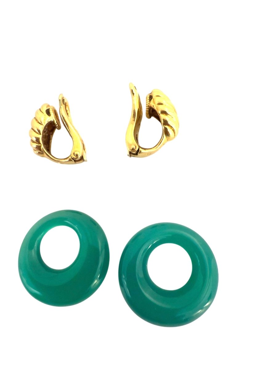 Van Cleef & Arpels boucles d'oreilles en or jaune 18K et chrysoprase - Maison Eloe