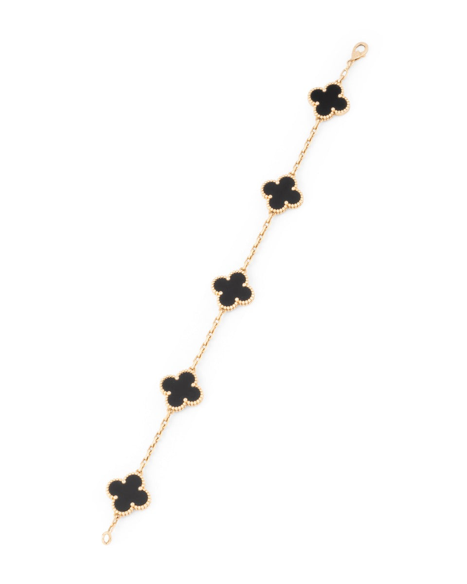 Van Cleef & Arpels, bracelet "Vintage Alhambra" en or jaune 18 K , onyx