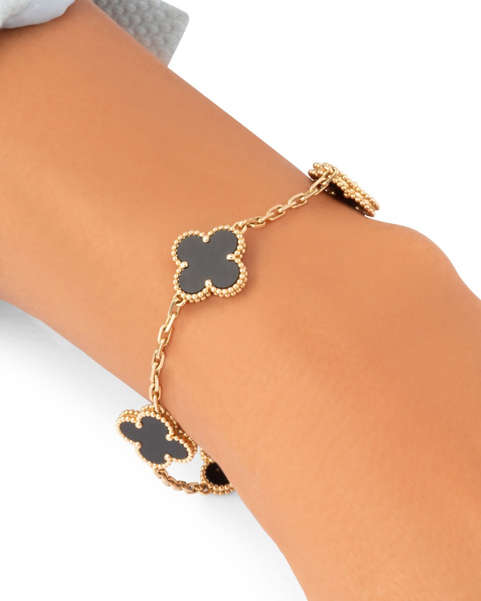 Van Cleef & Arpels, bracelet "Vintage Alhambra" en or jaune 18 K , onyx