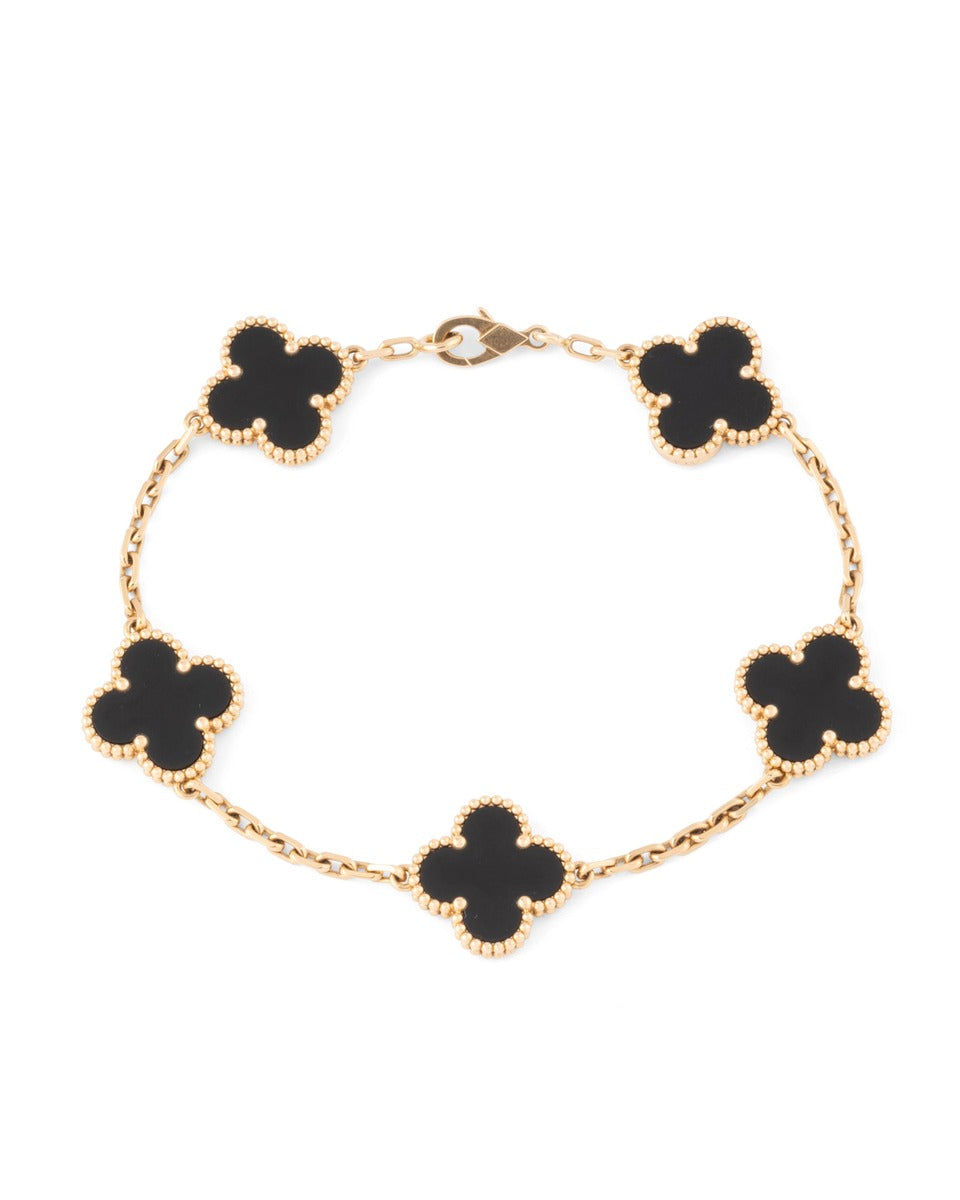 Van Cleef & Arpels, bracelet "Vintage Alhambra" en or jaune 18 K , onyx