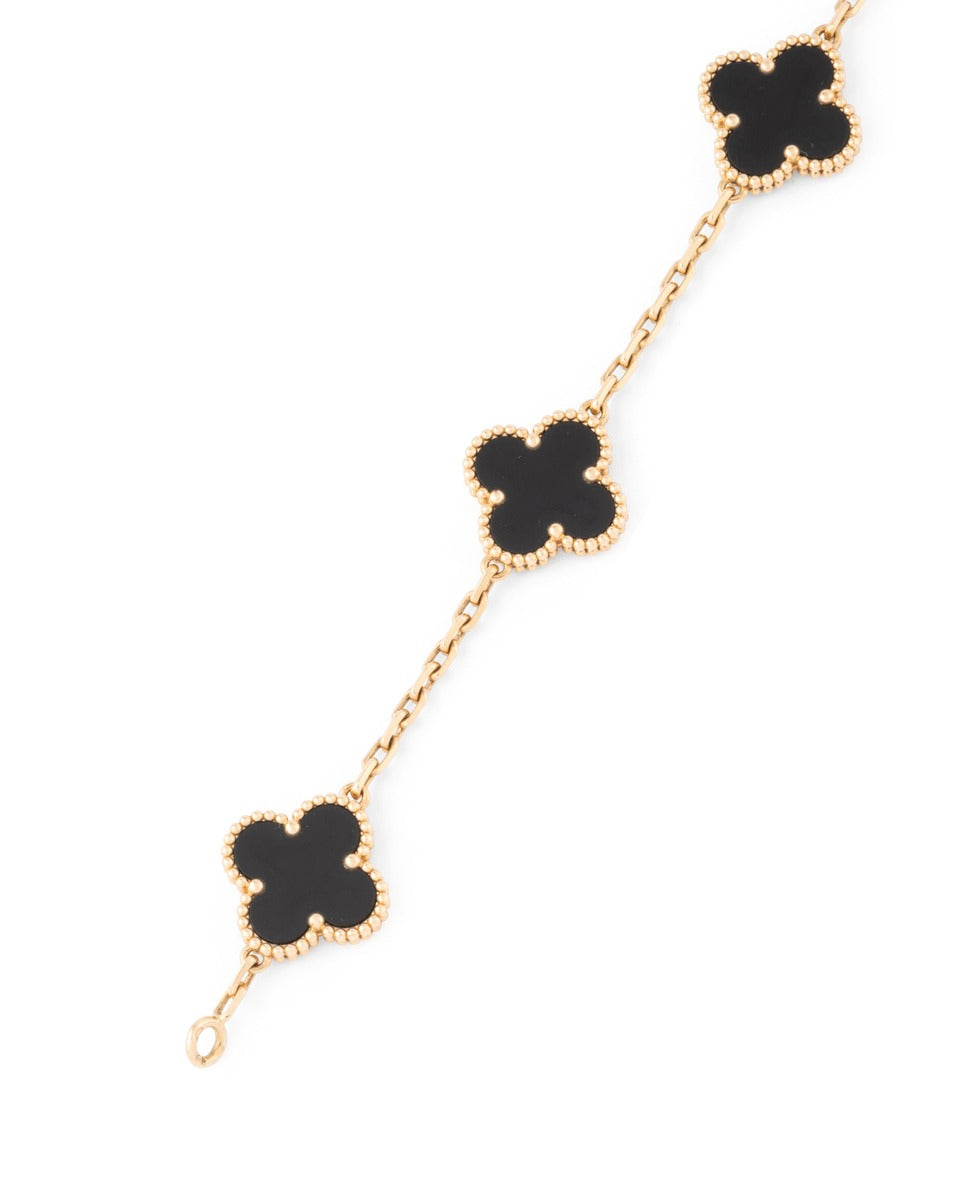 Van Cleef & Arpels, bracelet "Vintage Alhambra" en or jaune 18 K , onyx