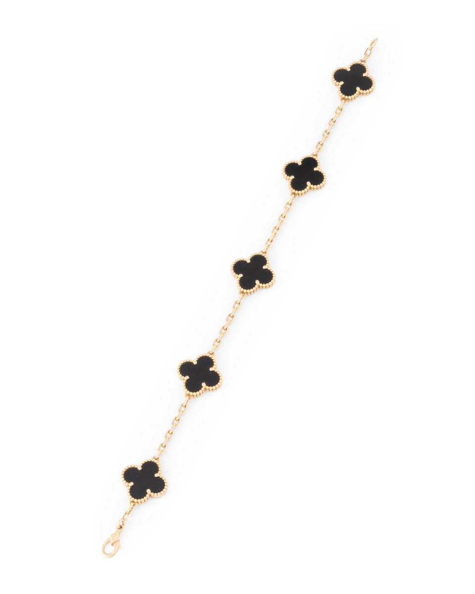Van Cleef & Arpels, bracelet "Vintage Alhambra" en or jaune 18 K , onyx