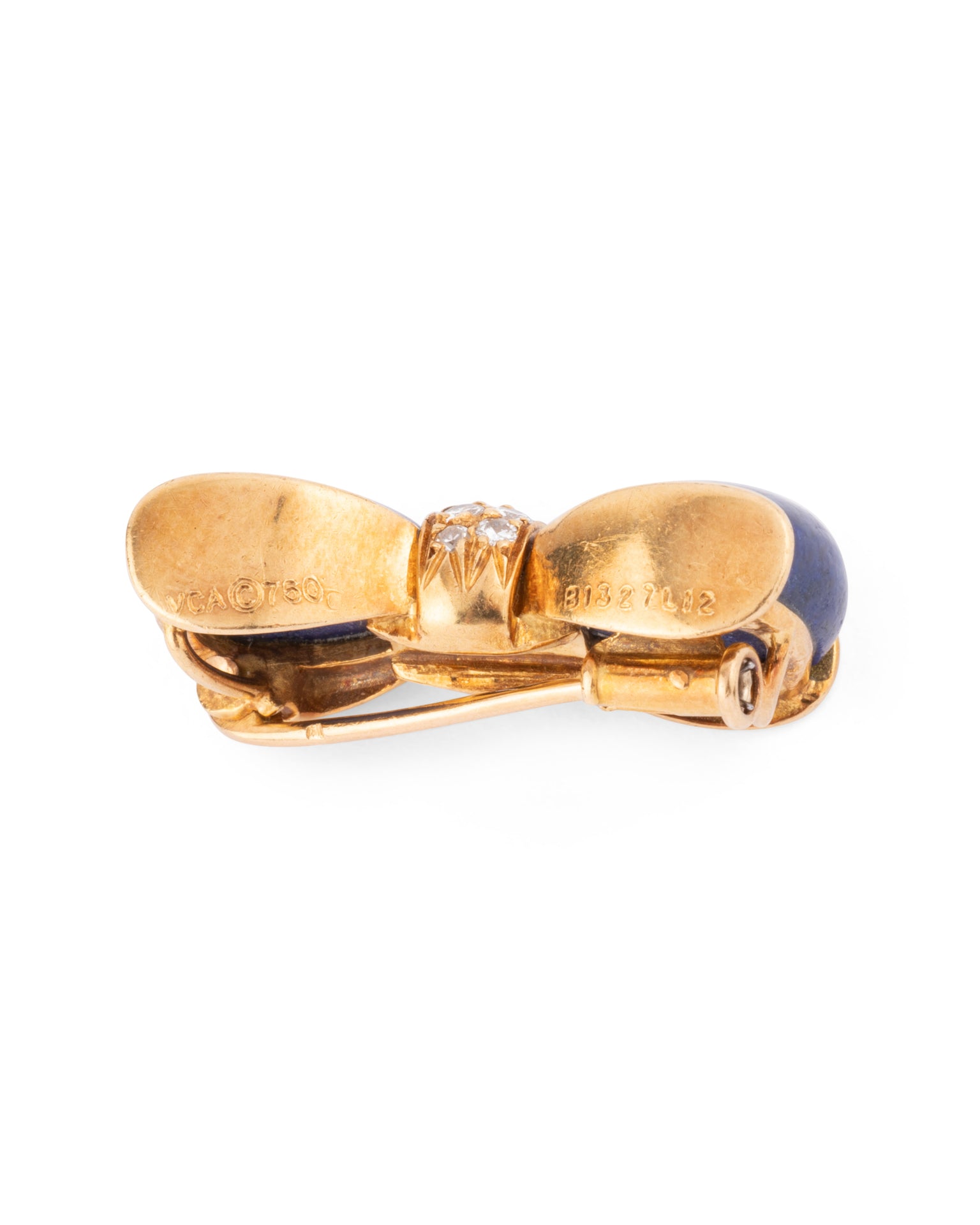 Van Cleef & Arpels vintage "bow tie" brooch in yellow gold, lapis lazuli diamonds