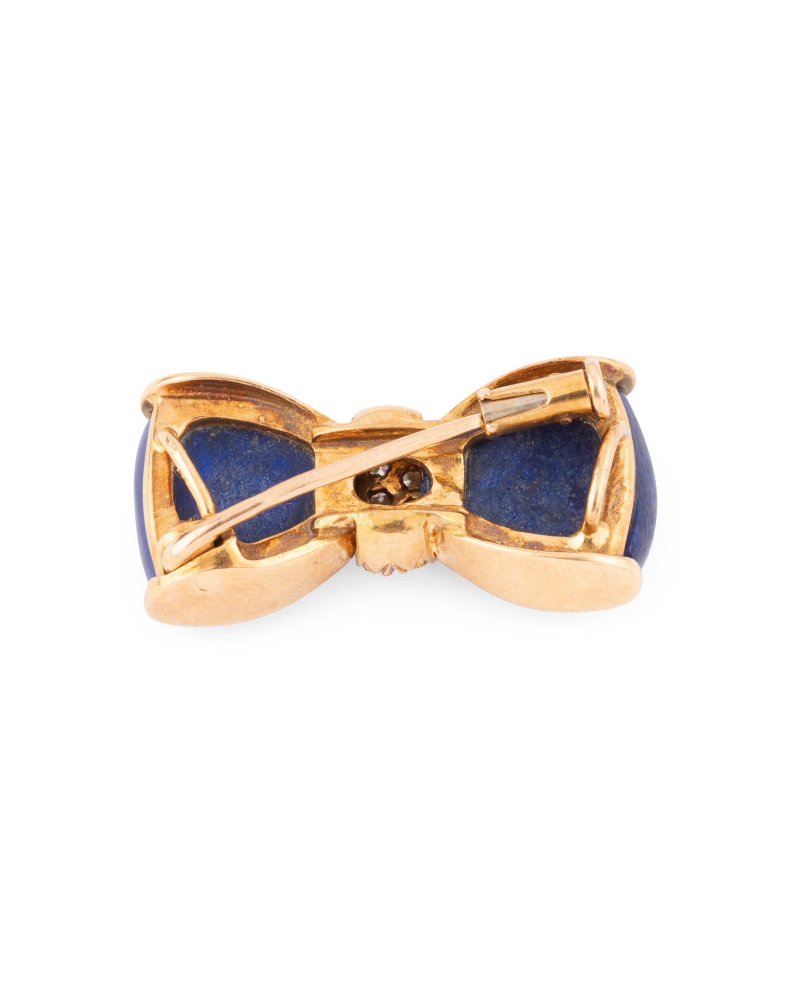 Van Cleef & Arpels vintage "bow tie" brooch in yellow gold, lapis lazuli diamonds