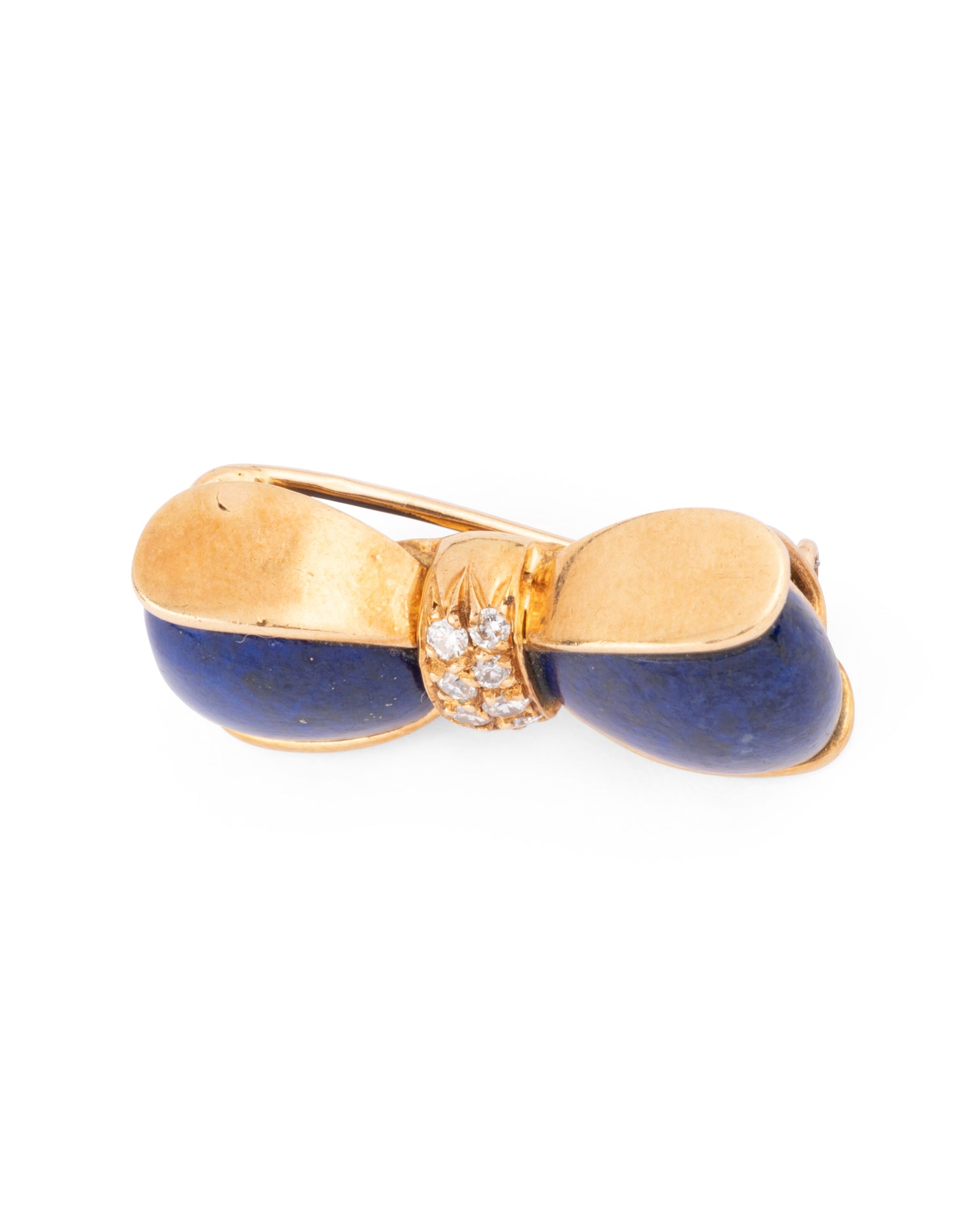 Van Cleef & Arpels vintage "bow tie" brooch in yellow gold, lapis lazuli diamonds