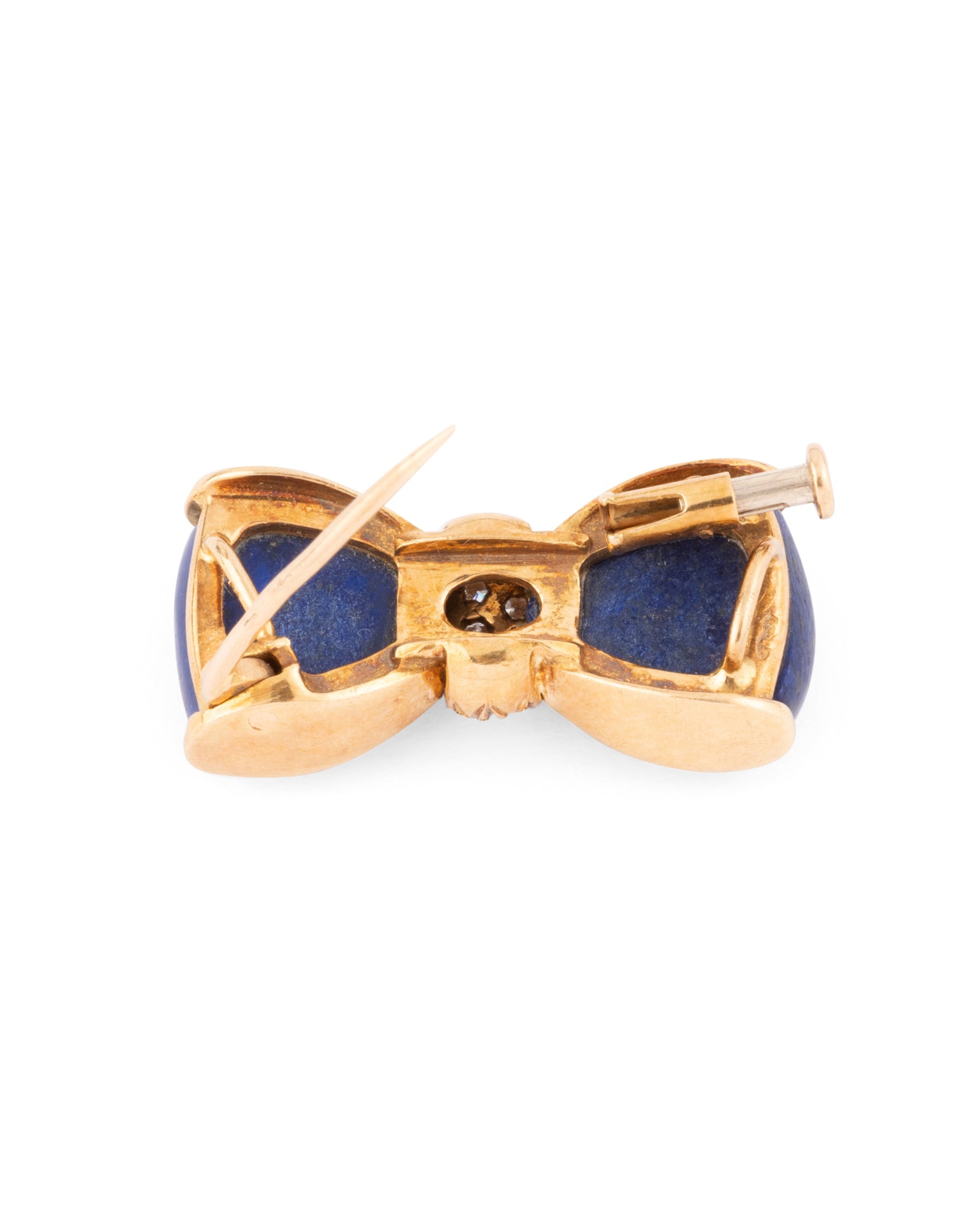 Van Cleef & Arpels vintage "bow tie" brooch in yellow gold, lapis lazuli diamonds