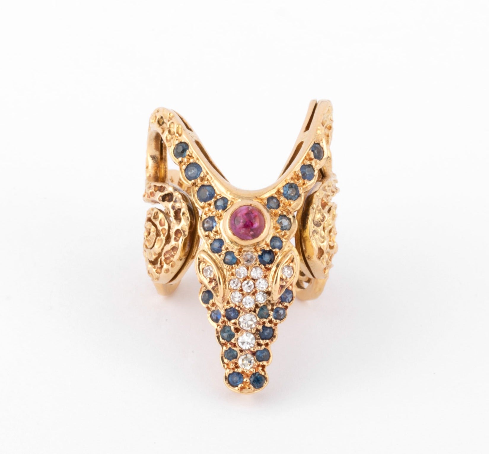 Lalaounis bague or jaune tête de crocodile