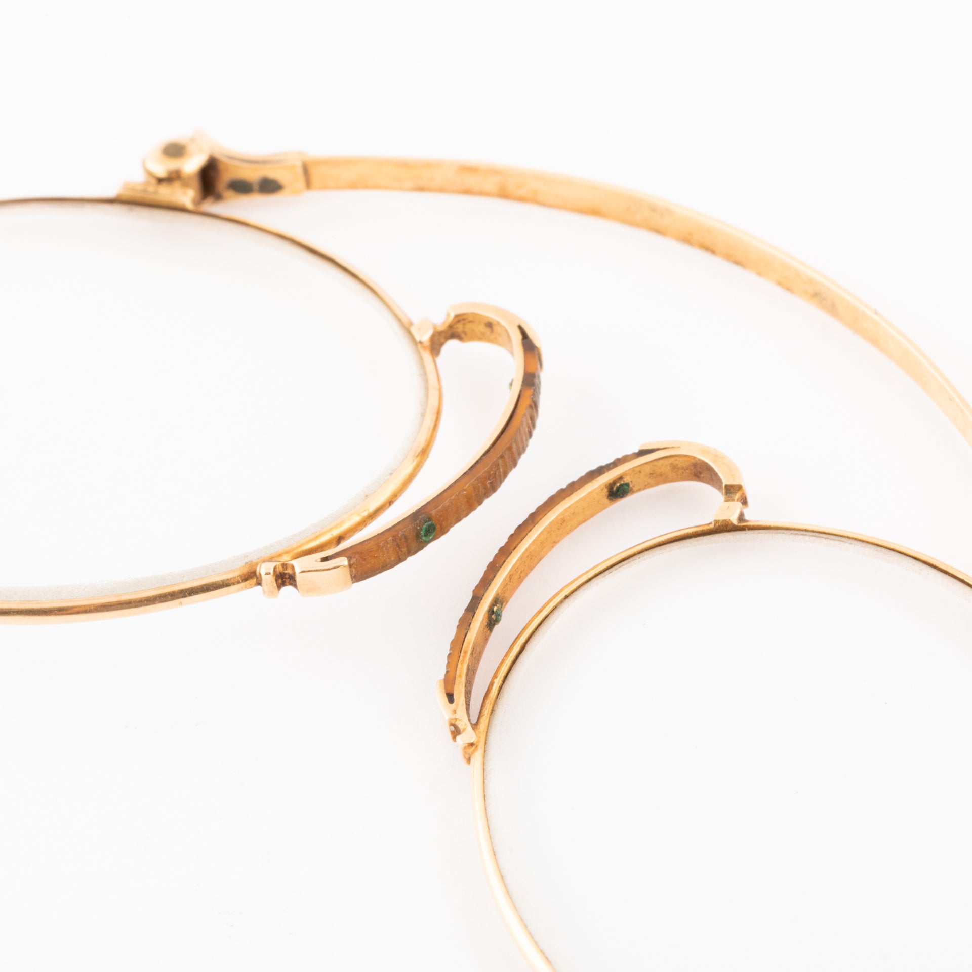 Gold eyeglasses dated circa 1900.