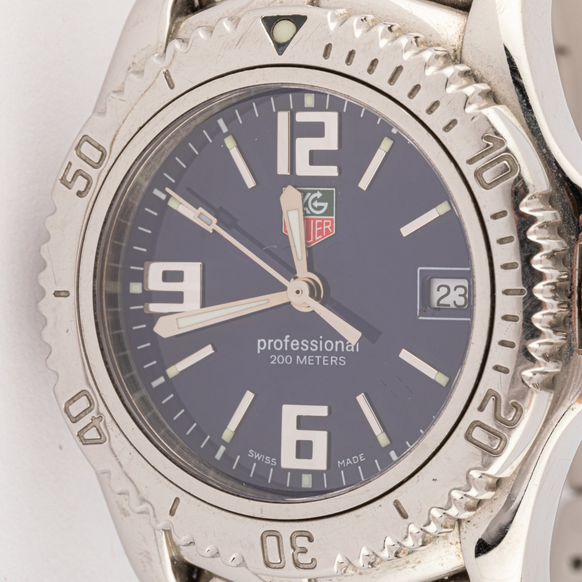 A Tag Heuer "professional" watch in steel, blue dial