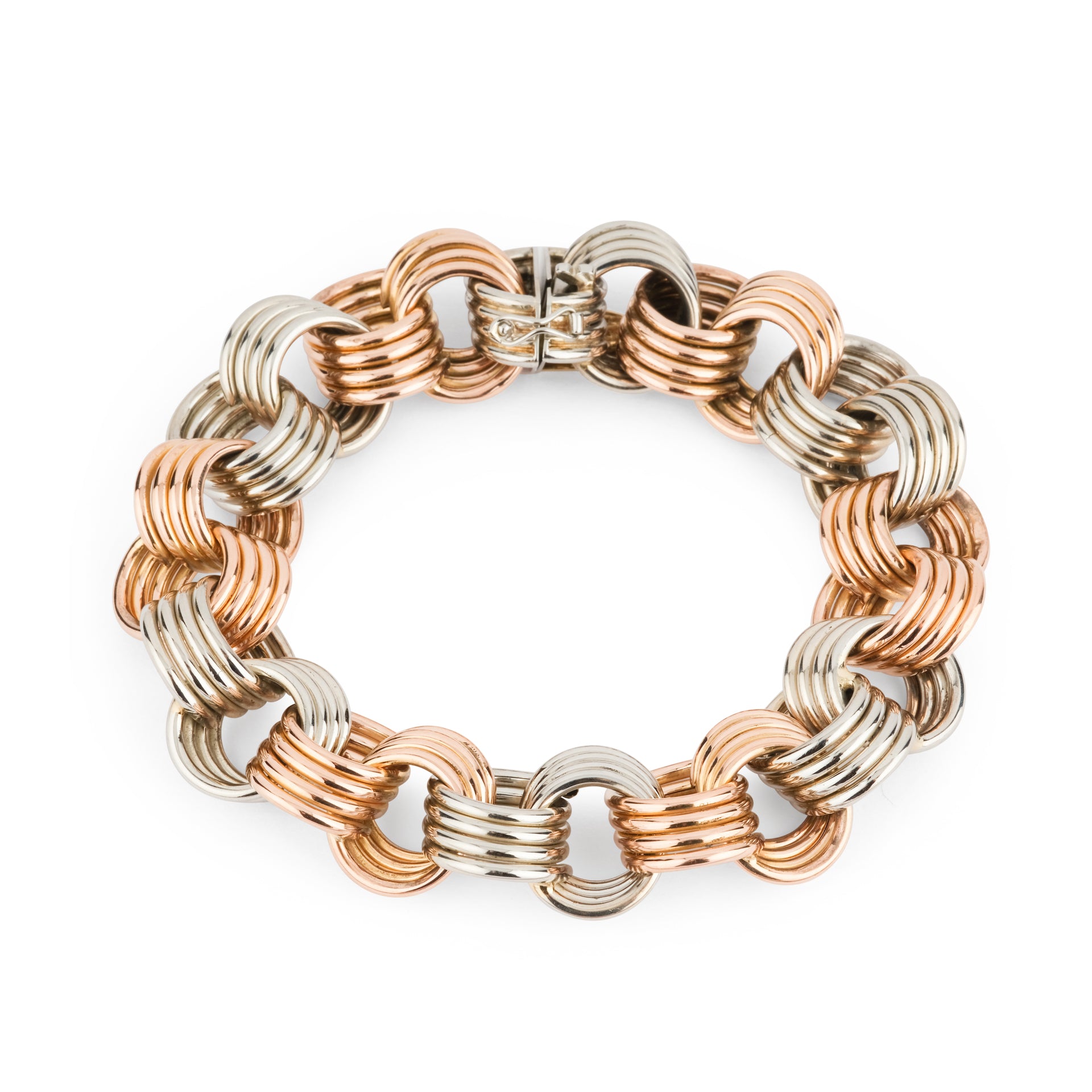 Bracelet signé Marchisio or jaune et or blanc
