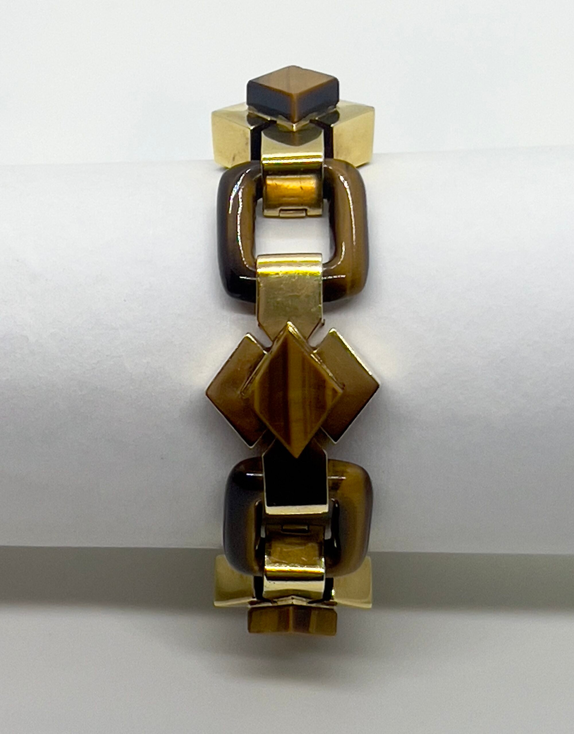 Wander, Bracelet or jaune et Oeil de tigre