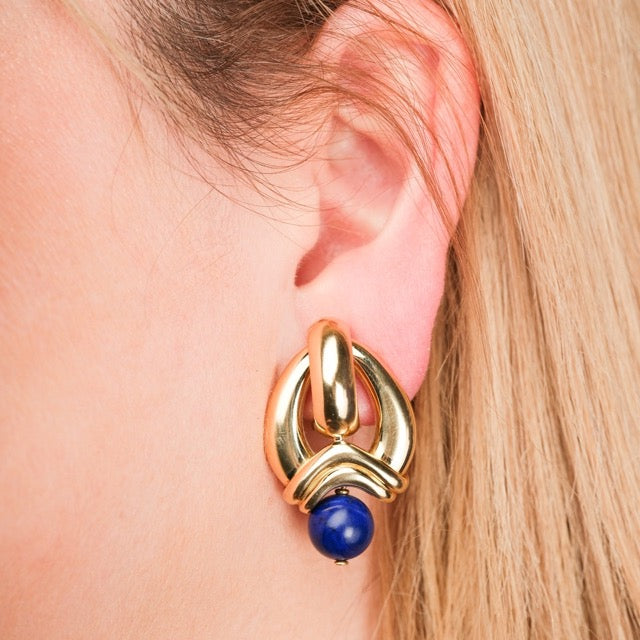 Boucles d'oreilles Weingrill en or jaune et lapis lazuli