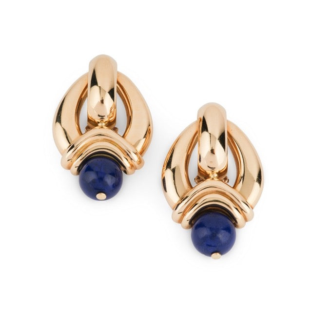 Boucles d'oreilles Weingrill en or jaune et lapis lazuli