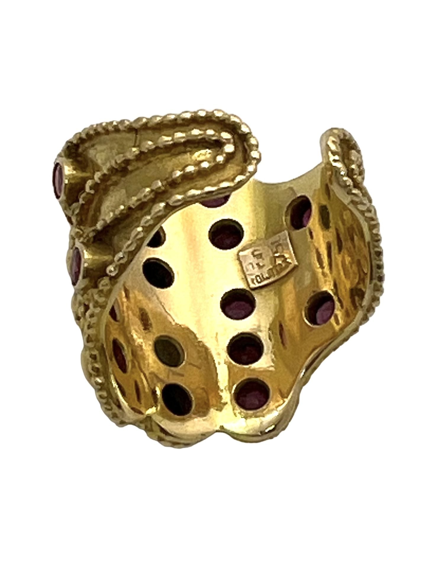Zolotas ring in 18K yellow gold, Sapphires and Rubies