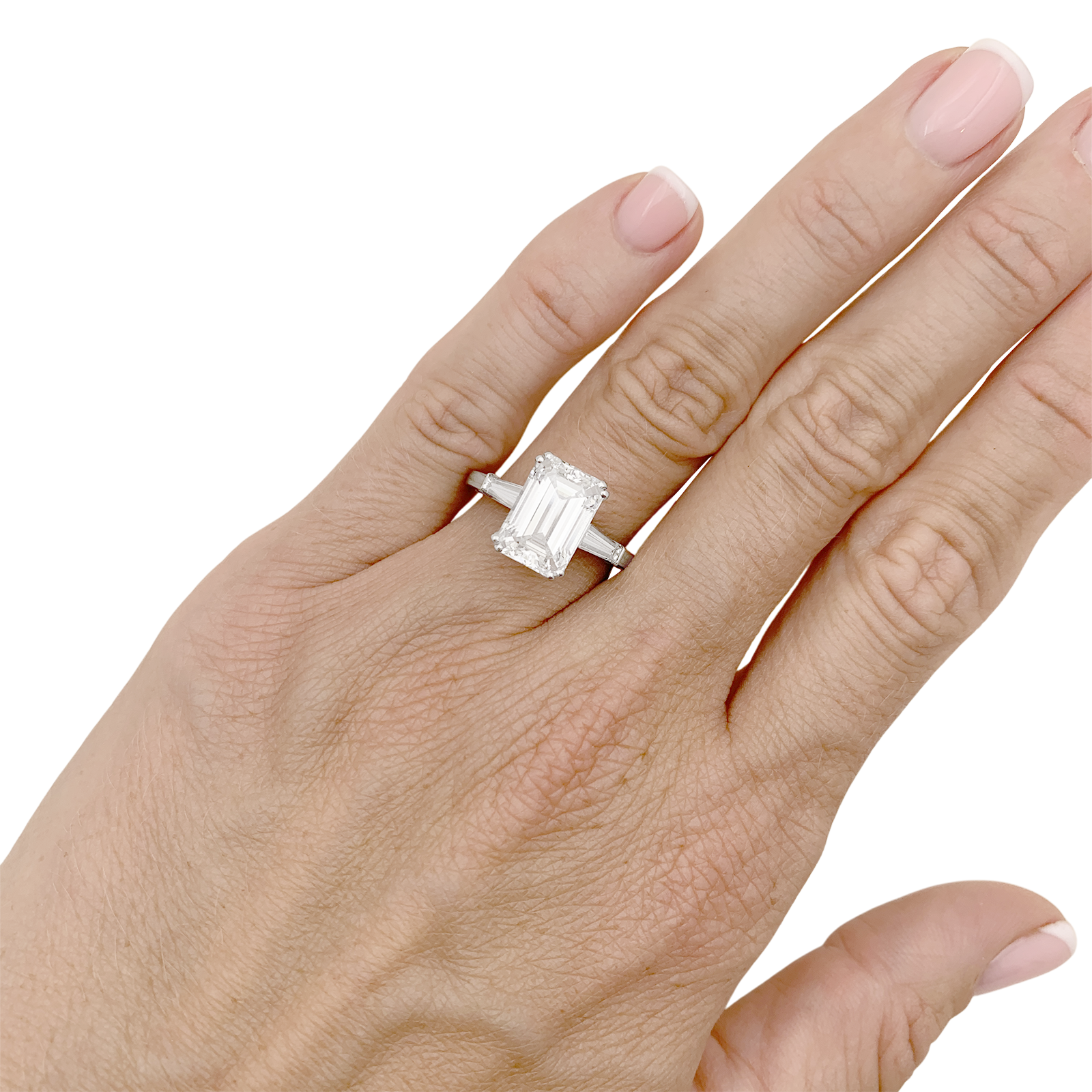 Bague solitaire Van Cleef & Arpels, diamant taille émeraude 4,01 cts.