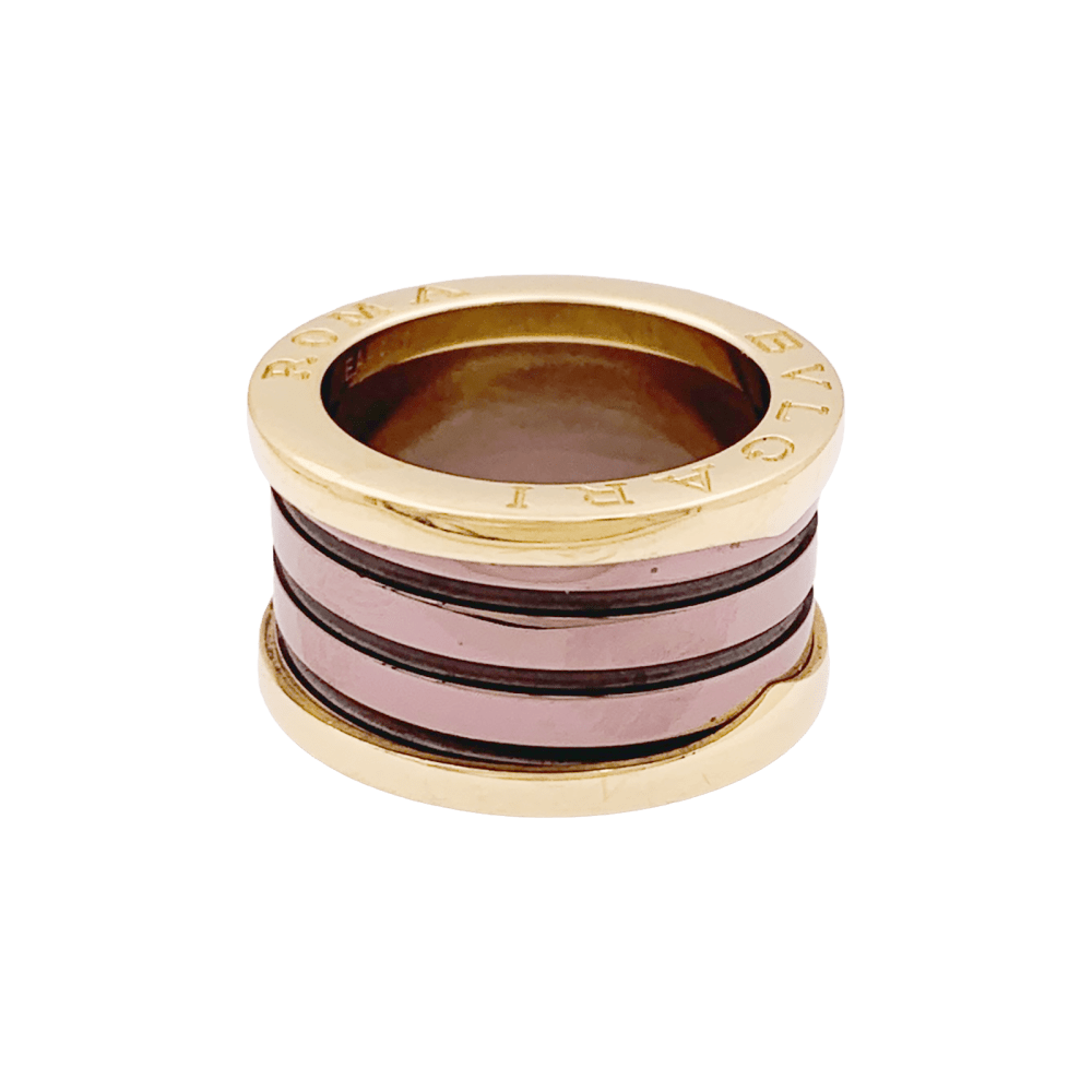 Bague Bulgari, "B.Zero1", or rose, cermet.