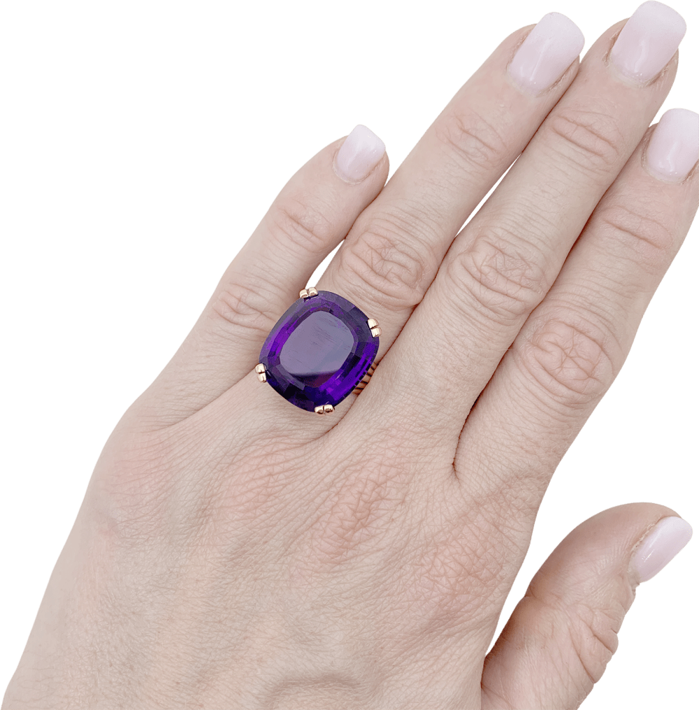 Bague or jaune et améthyste. - Maison Eloe