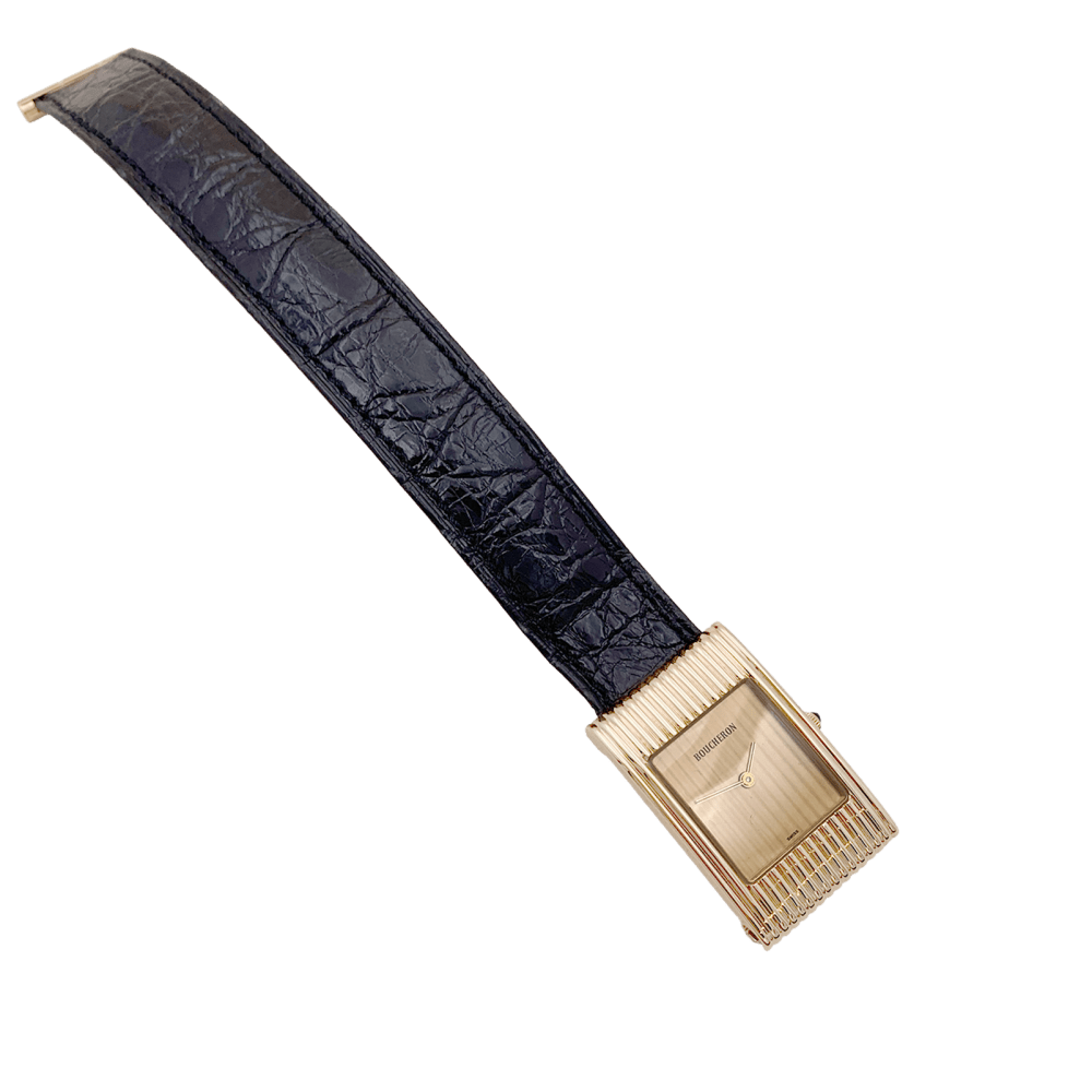 Montre Boucheron, "Reflet", or jaune, cuir.