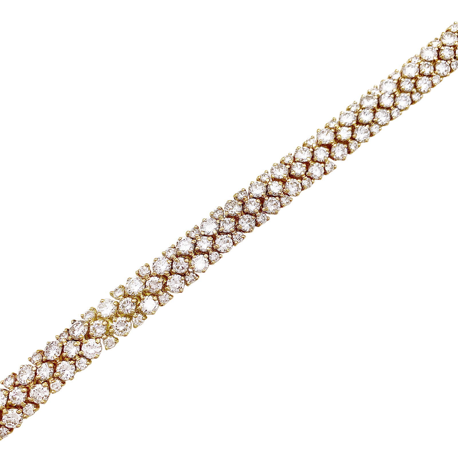 Collier "Rivière" or jaune, diamants.