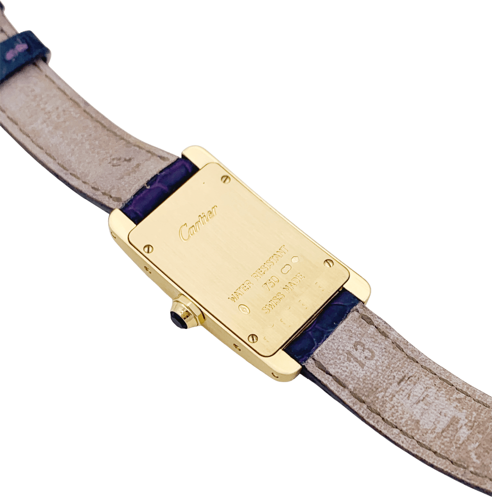 Montre Cartier, "Tank Américaine", or jaune.