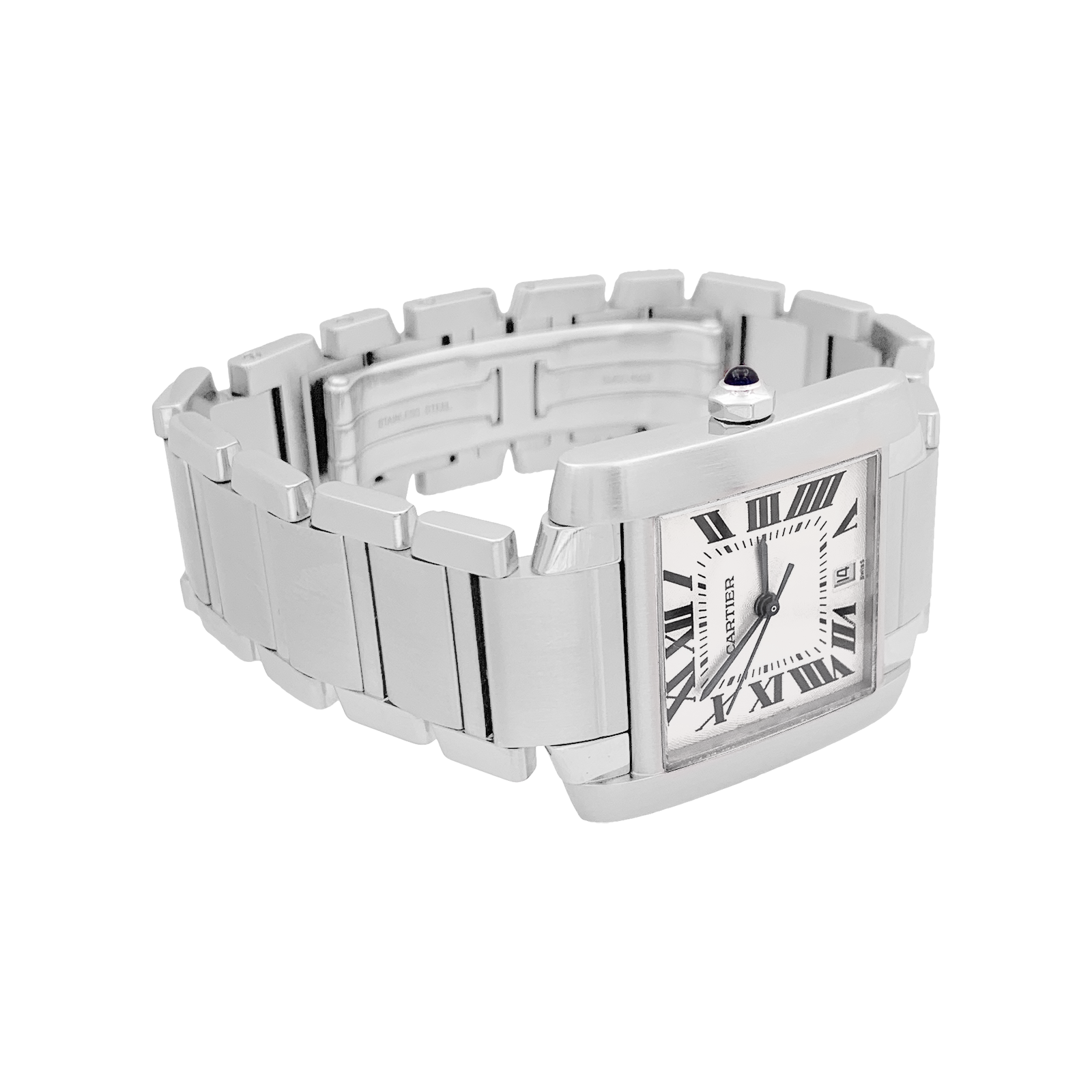 Montre Cartier, "Tank Française", acier.