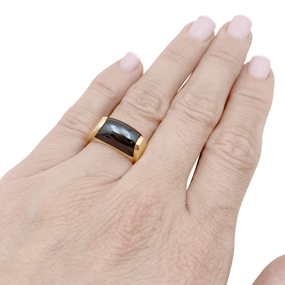 Bague Bulgari, "Tronchetto", or jaune et hématite.