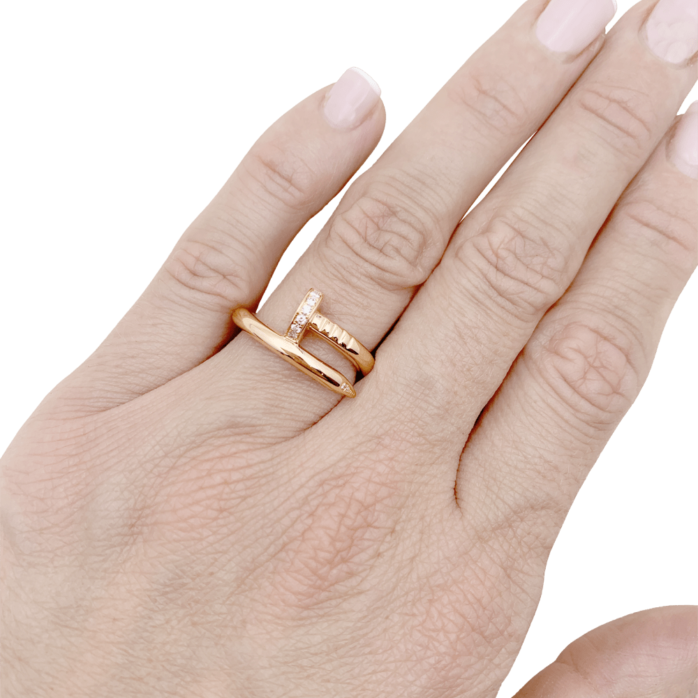 Bague Cartier, "Juste un Clou", or rose, diamants.