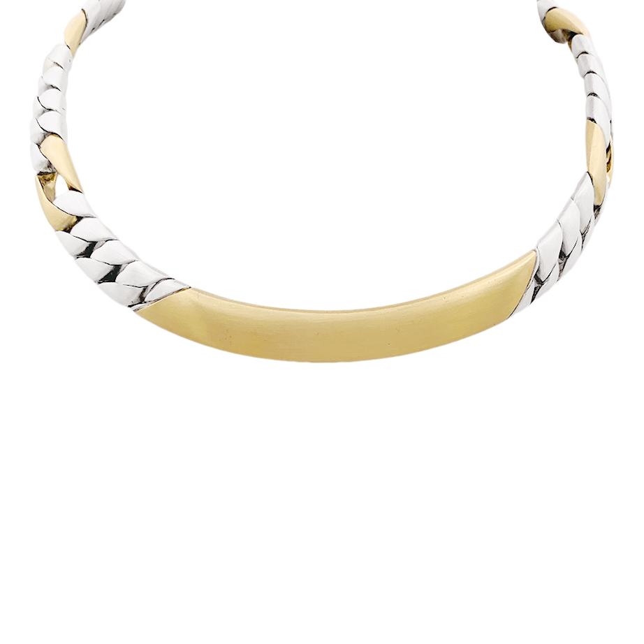 Collier Chaumet, "Gourmette", or jaune, argent.