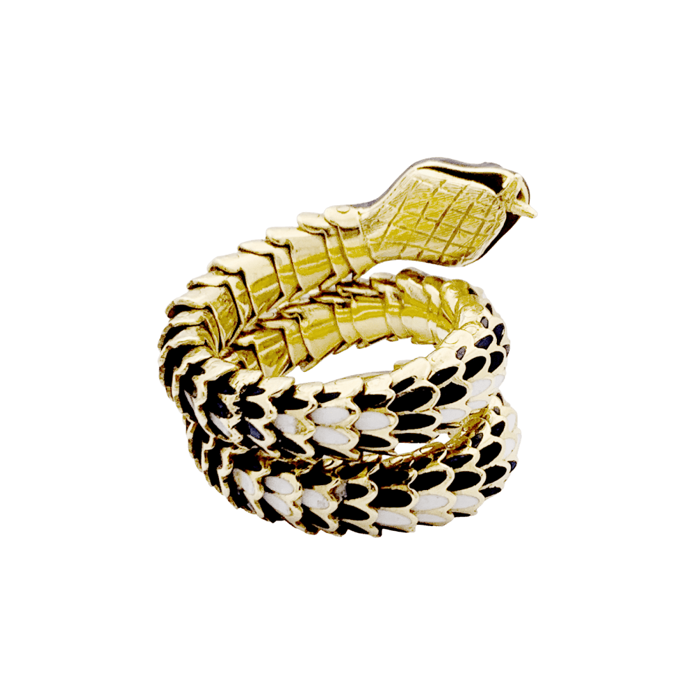 Bague vintage, «Serpent», or jaune, émail, diamants. - Maison Eloe