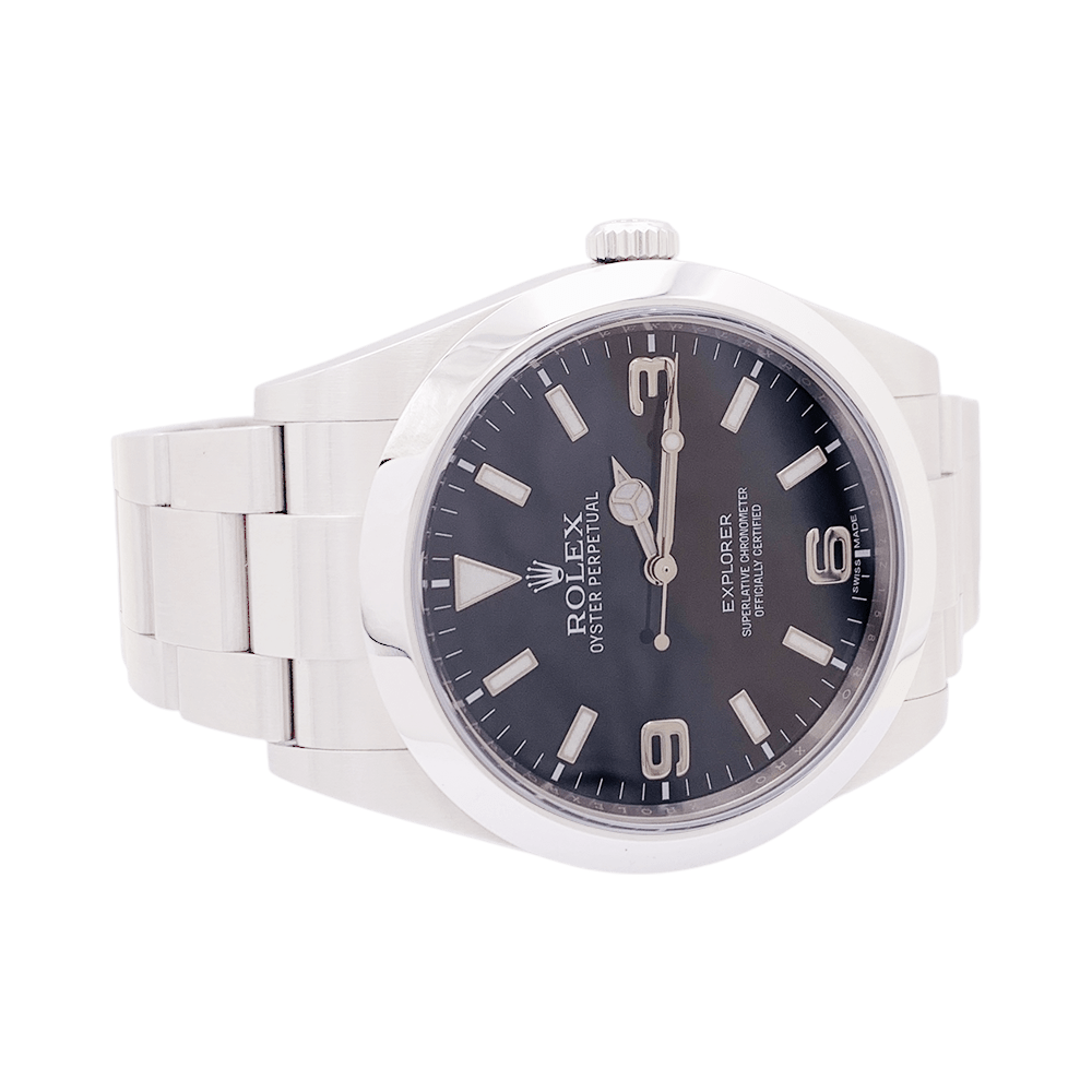 Montre Rolex Oyster Perpetual Explore, acier et cadran noir - Maison Eloe
