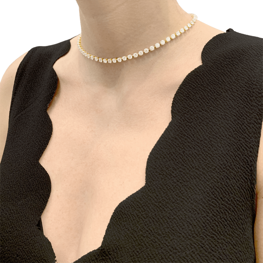 Collier rivière Cartier, or jaune et diamants. - Maison Eloe