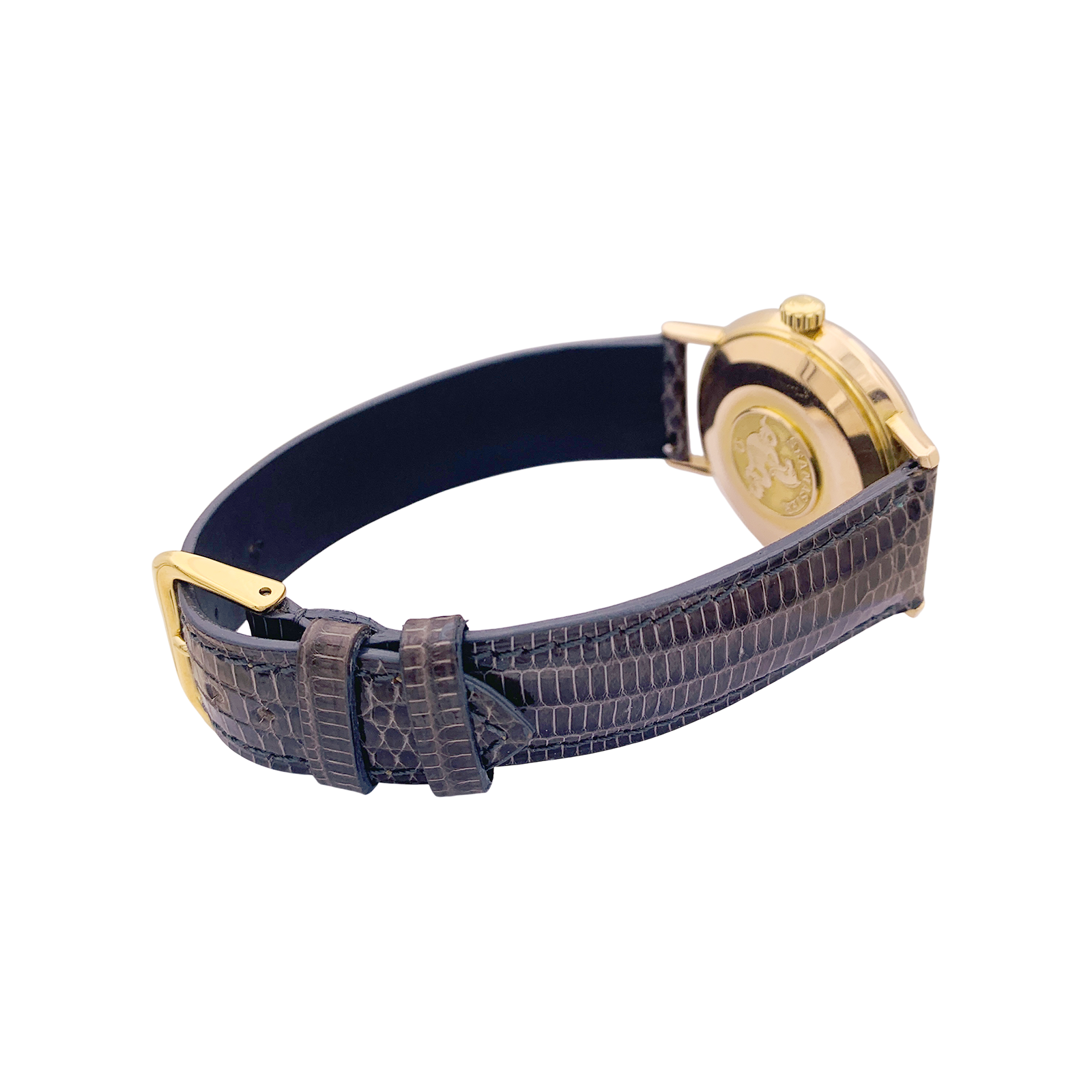 Montre Omega, "Seamaster De Ville" or rose, cuir.