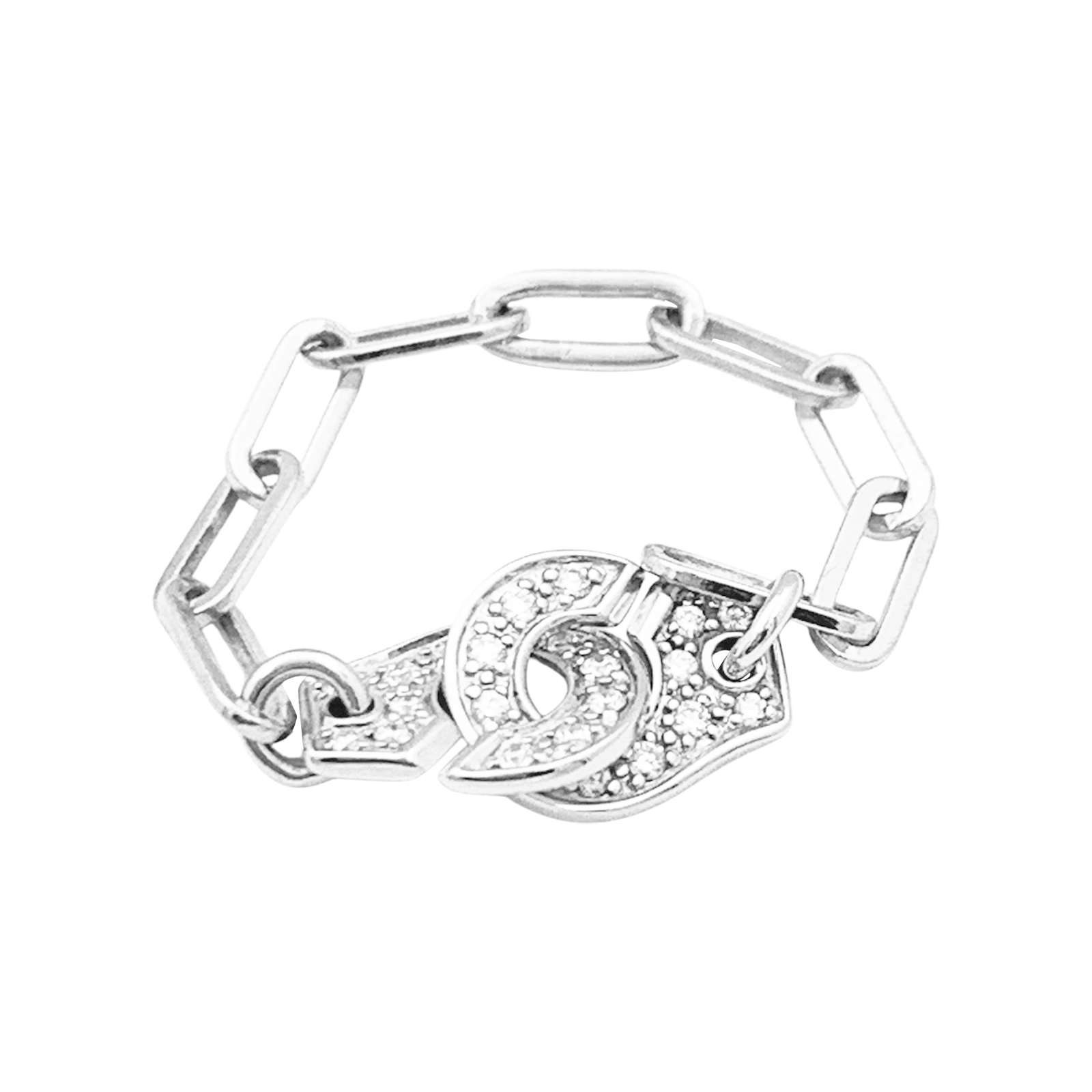 Bague Dinh Van, "Menottes R7.5", or blanc, diamants.