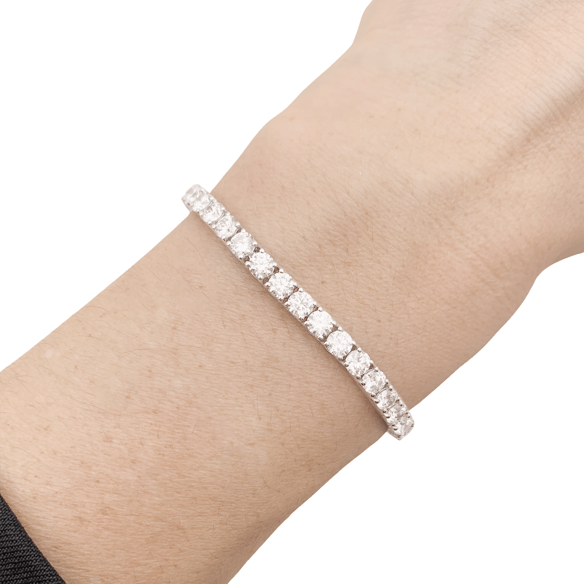 Bracelet ligne or blanc et diamants. - Maison Eloe
