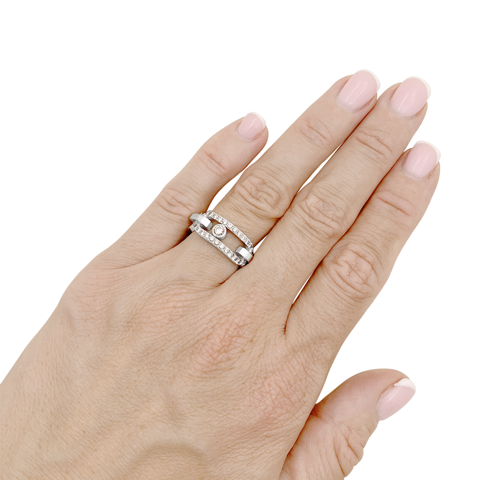 Bague Messika, "Move Link", or blanc, diamants.