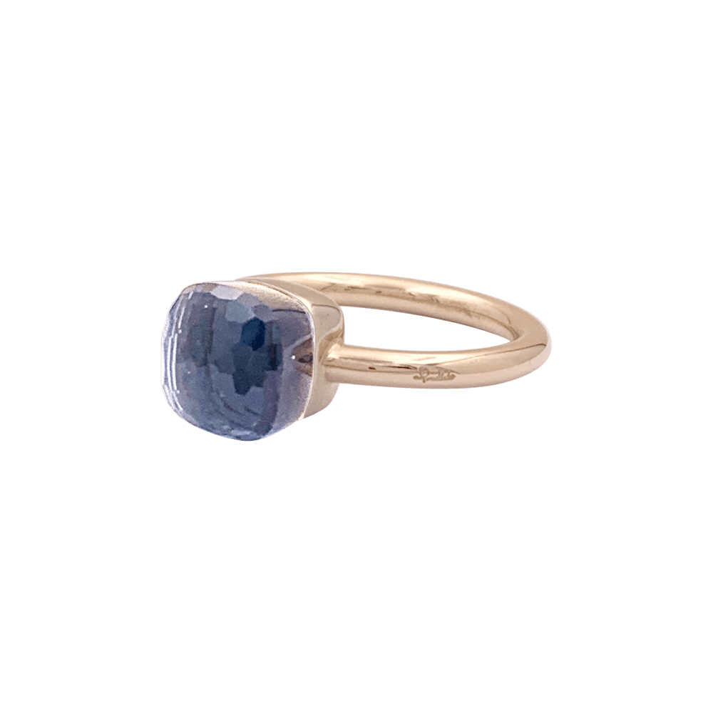Bague Pomellato, « Nudo Petit», or blanc, or rose, topaze blue London.