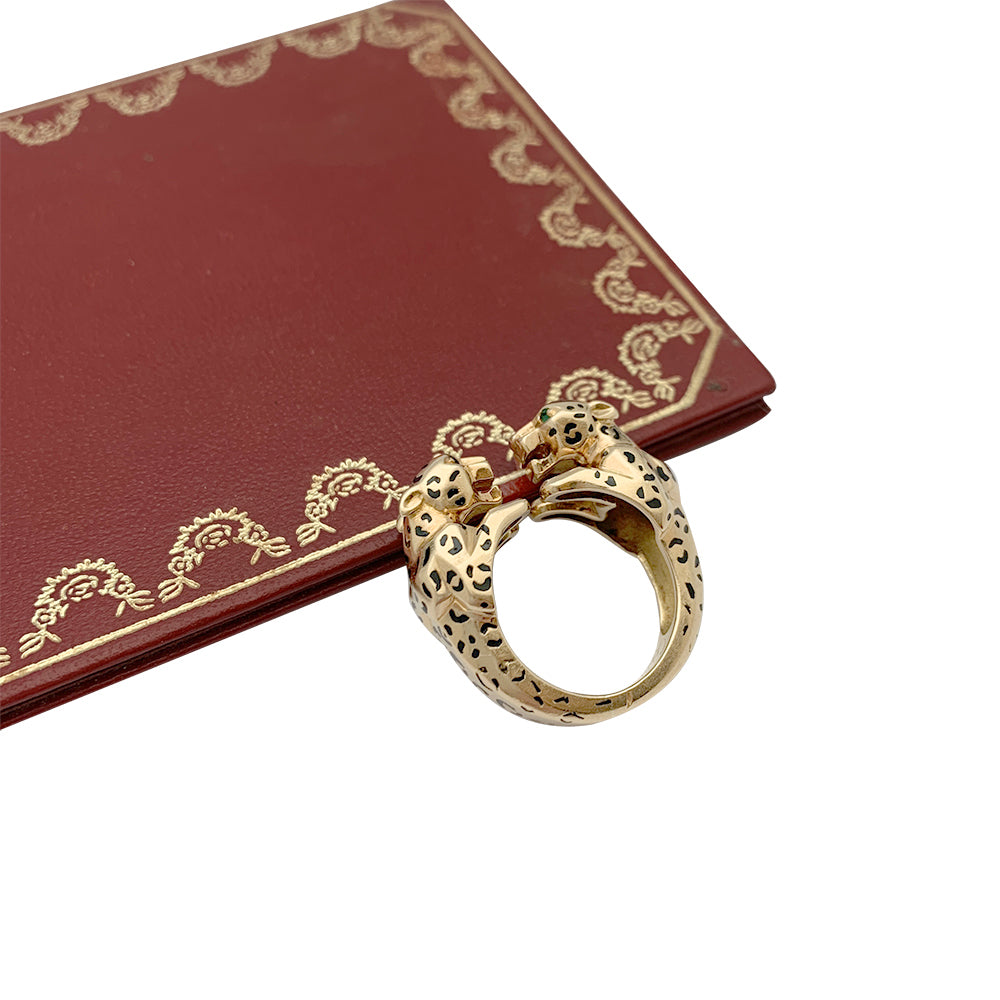 Cartier ring, "Naïra", yellow gold, enamel, emeralds.