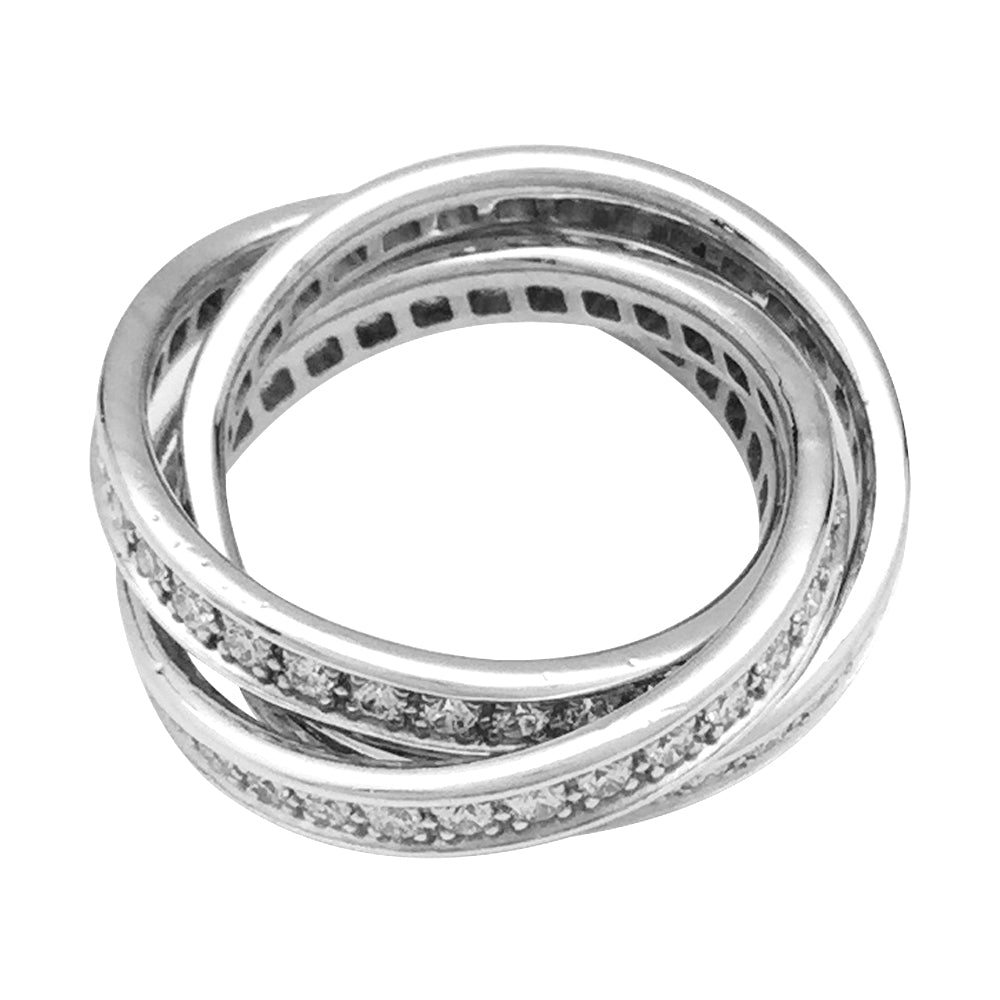 Bague Cartier, "Trinity", en or blanc et diamants.