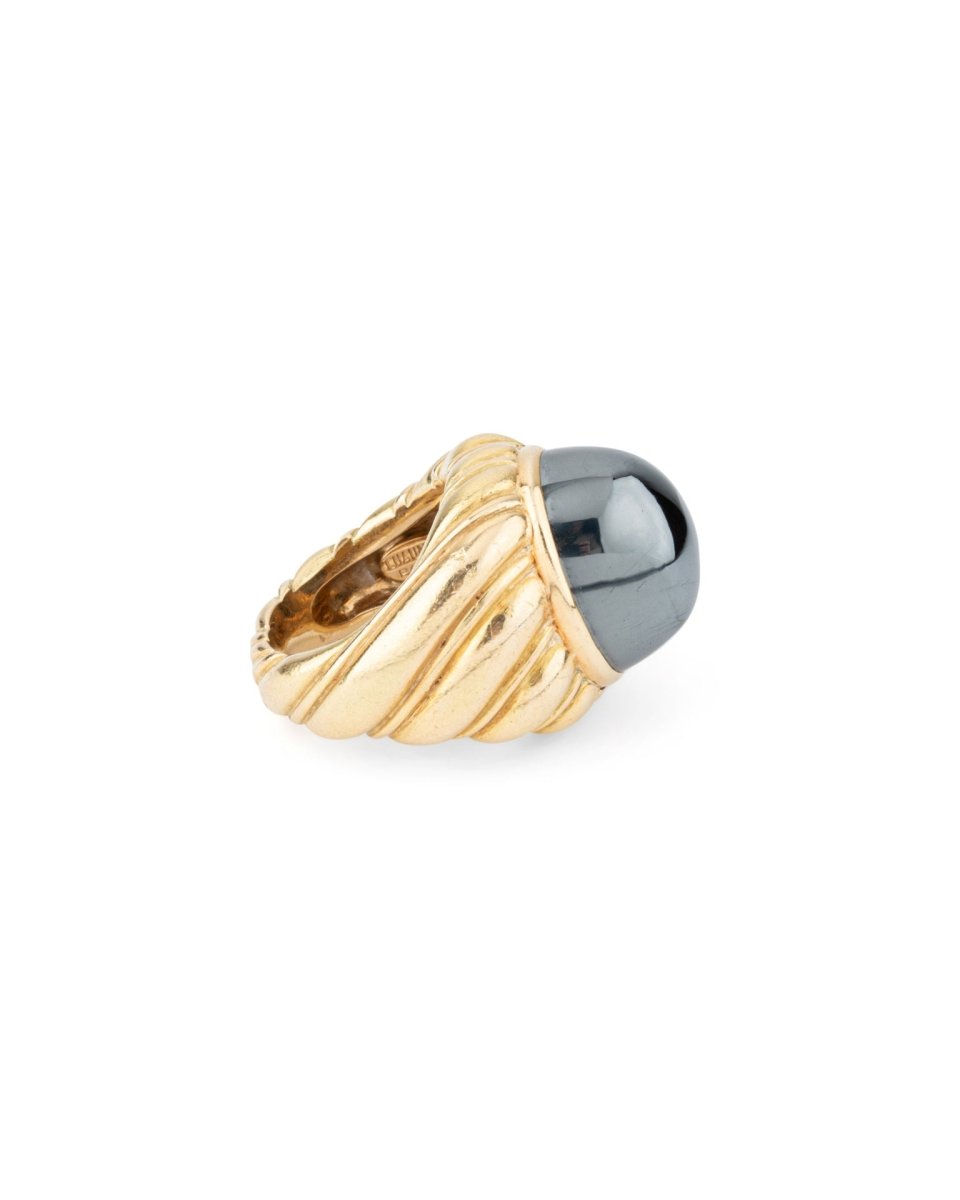Chaumet, Bague Cocktail Vintage Or Hématite - Maison Eloe